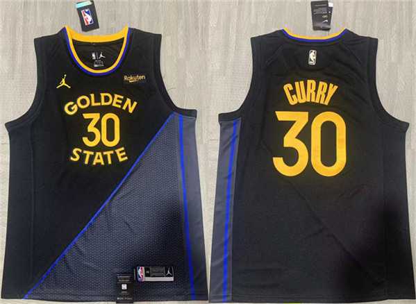 Men%27s Golden State Warriors #30 Stephen Curry Black 2024-25 Stitched Jersey